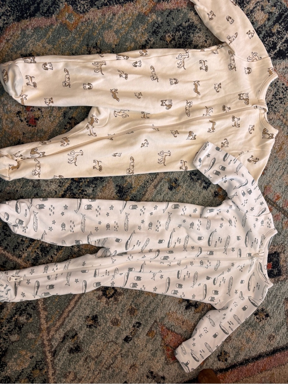 Nordstrom puppy and whales Sleepers - 2 Pack
